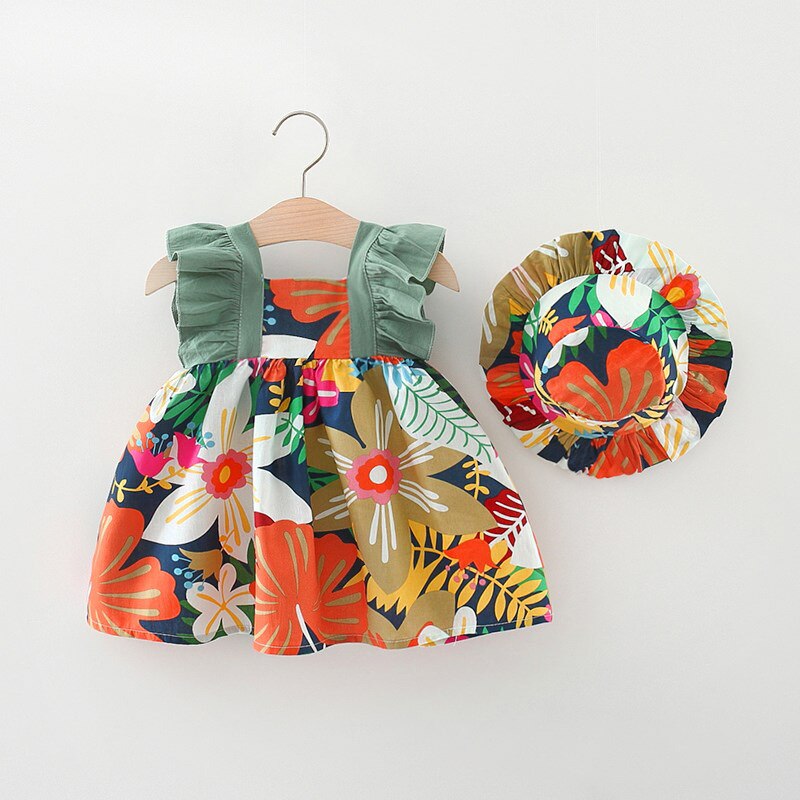 Sweet Flower Baby Girl Dress Set for Summer