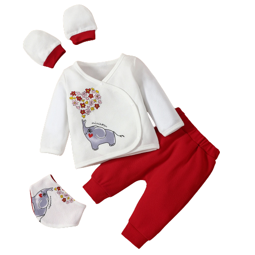 Love Elephant" 5pcs Baby Clothing Set for Valentine's Day