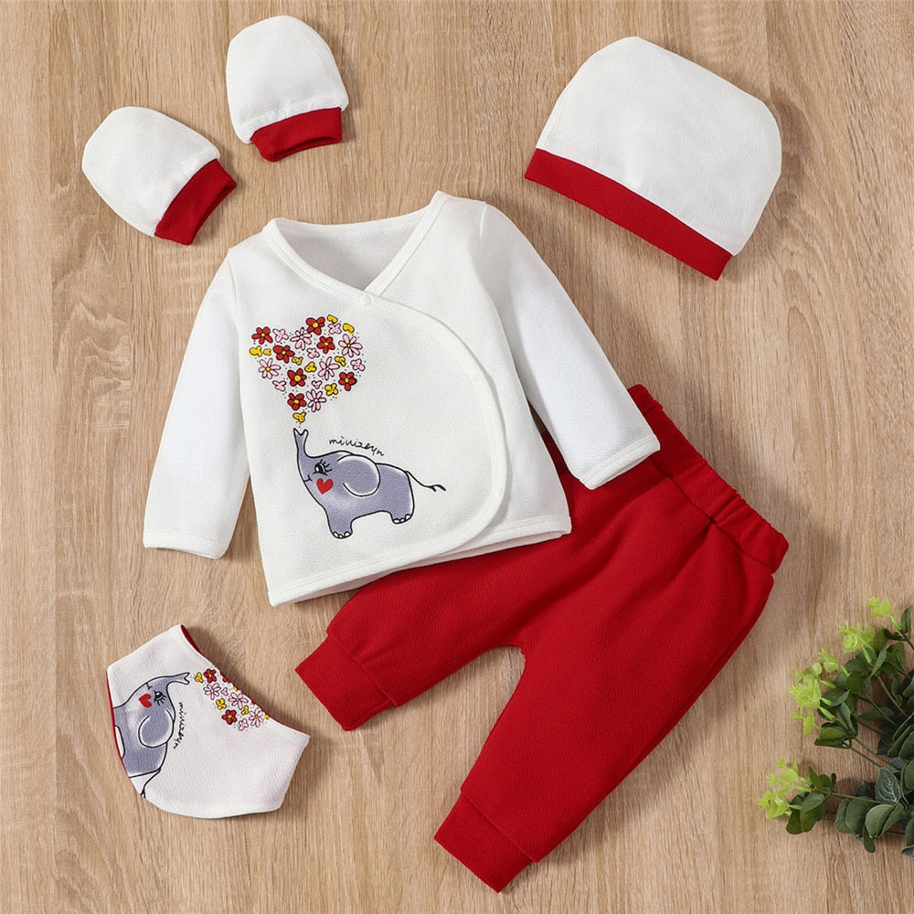 Love Elephant" 5pcs Baby Clothing Set for Valentine's Day