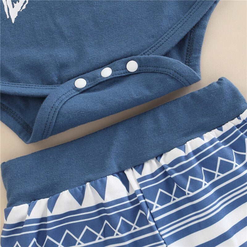 Adorable Newborn Baby Boys Clothes Set with Letter Print and Geometric Pattern