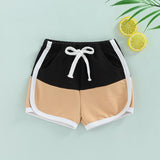 Summer Kids Boys Casual Shorts Patchwork Color Elastic Waist Knee Length Beach - Babbez