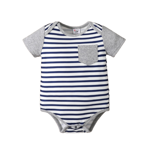 Baby Boy Stars/Striped Short-sleeve Romper