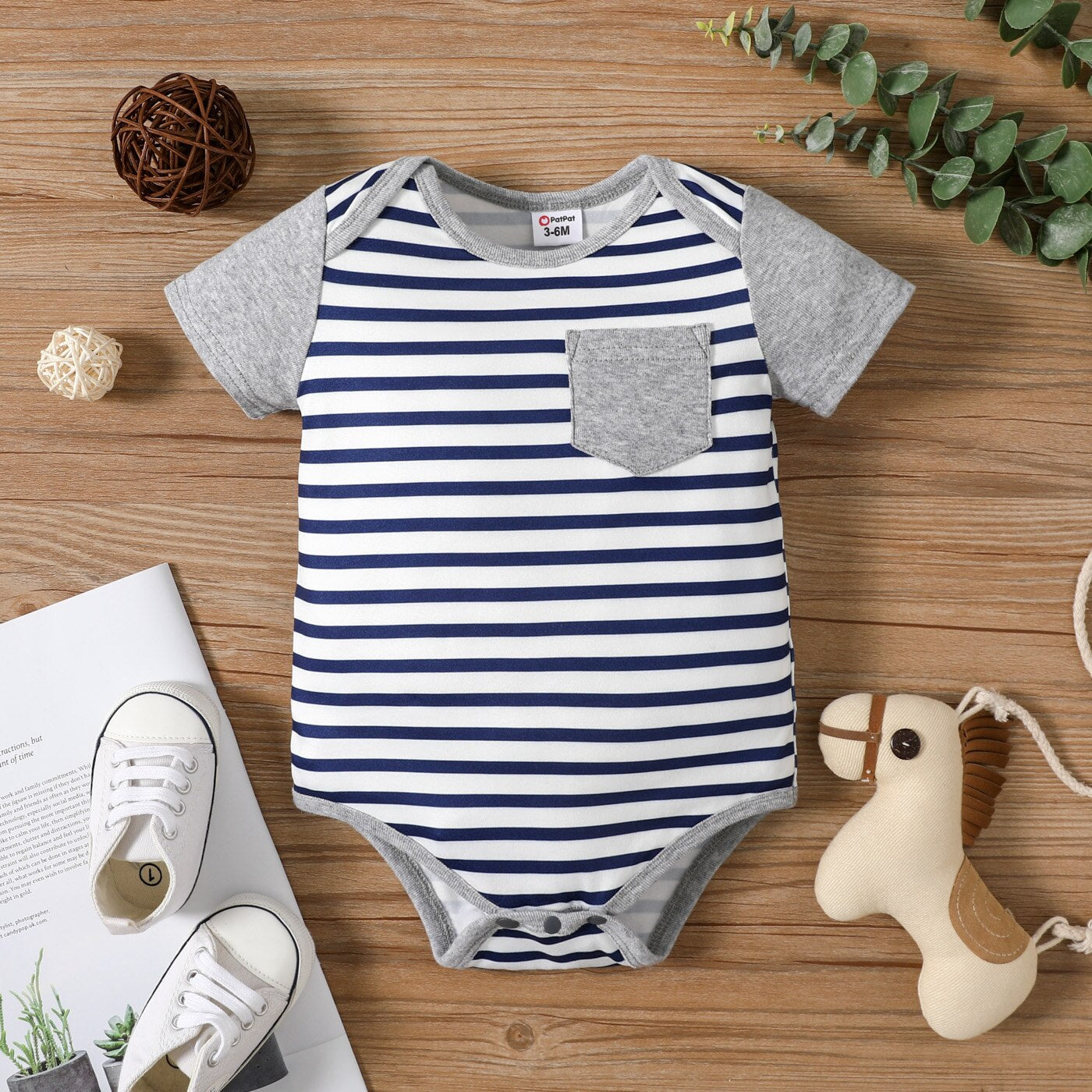 Baby Boy Stars/Striped Short-sleeve Romper