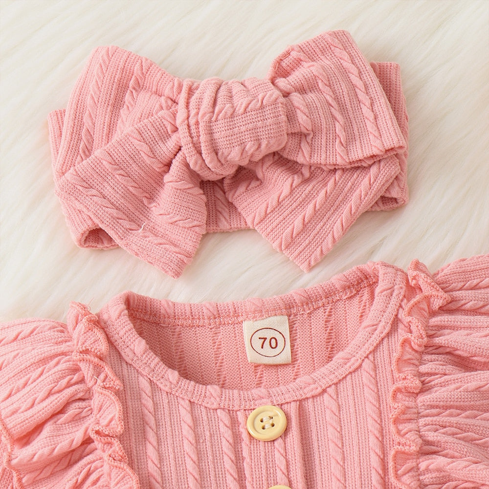 Cute and Comfortable 3-Piece Newborn Baby Girls Outfit