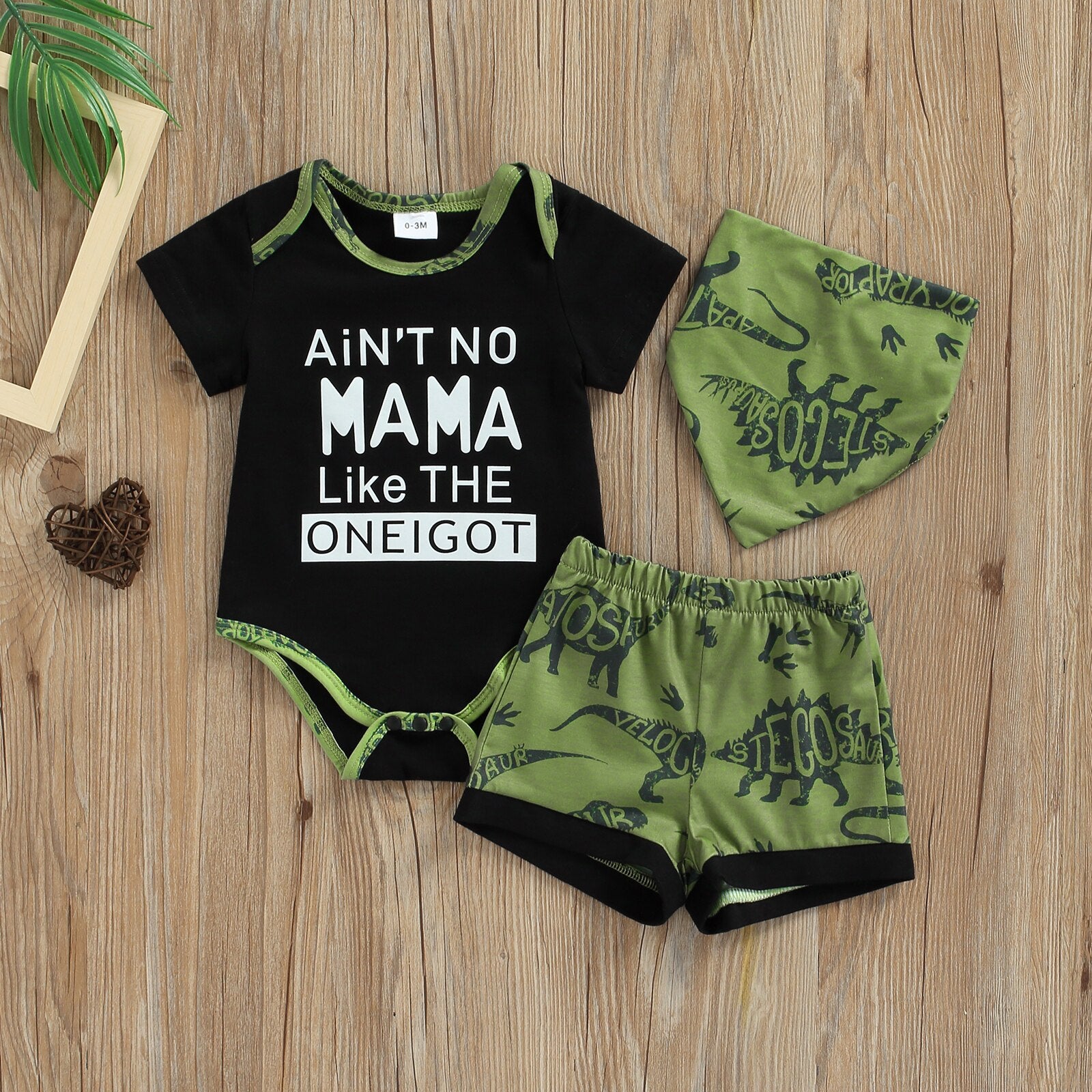 Summer Newborn Infant Baby Boys Clothes Set with Letter Romper Tops, Shorts, and Bibs