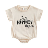Easter Day Baby Romper with Cartoon Letter Print
