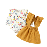 Adorable Floral Bodysuit and Corduroy Dress Set for Toddler Girls | Sweet Newborn Clothing