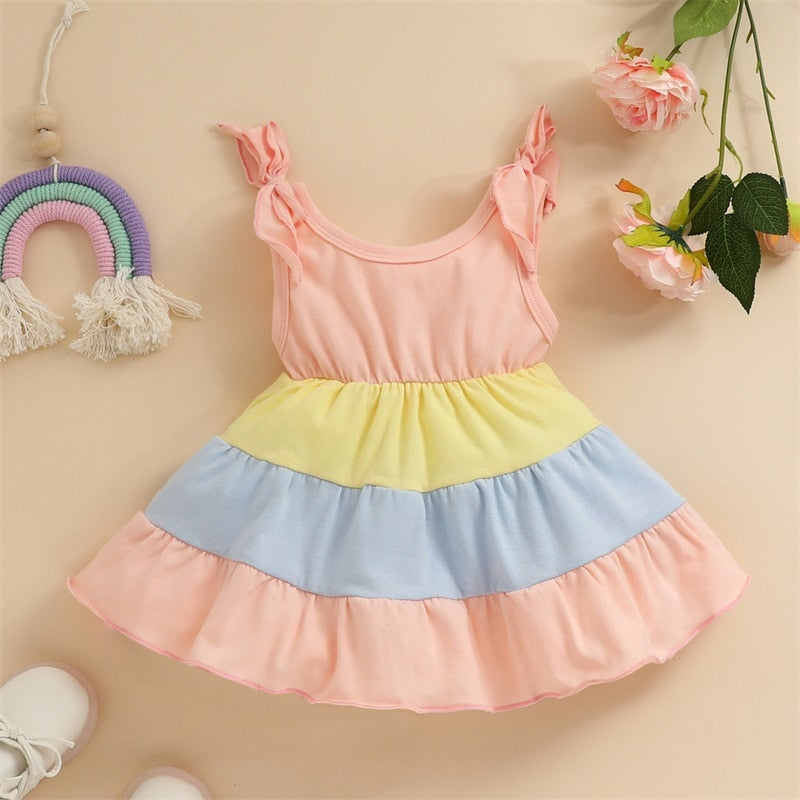 Baby Girls Princess Striped Patchwork Sundress