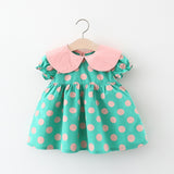 Baby Girl Dress Polka Dot Loose Lapel - Babbez