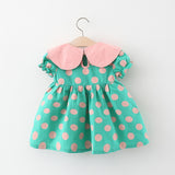 Baby Girl Dress Polka Dot Loose Lapel - Babbez