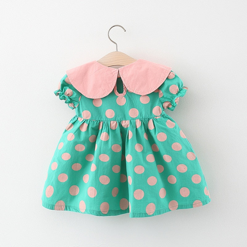 Baby Girl Dress Polka Dot Loose Lapel - Babbez