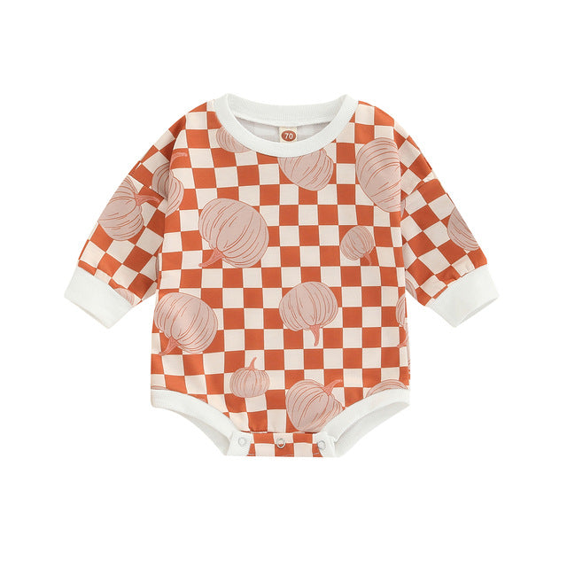 Baby Halloween Pumpkin Print Romper - Babbez