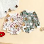 Baby Printed Cuffs Rib Long Sleeve Triangle Romper - Babbez