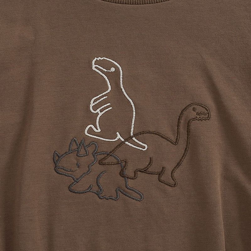 Children's Cartoon Dinosaur Embroidered Romper