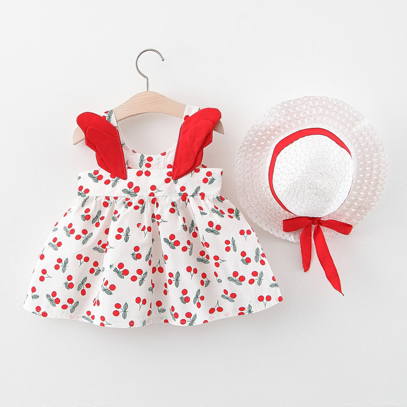 Sleeveless Little Cherry Girls Vest Dress