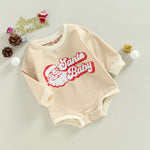 Santa Claus Head Print Long Sleeve Romper - Babbez