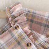Trendy Plaid Ruffled Long Sleeved Girls Autumn Dress