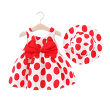 Charming Girls' Polka Dot Sleeveless Dress with Free Matching Hat - Pe