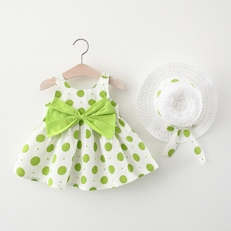 Korean Style Infant Tank Top Skirt with Polka Dot Bow - A Perfect Addi