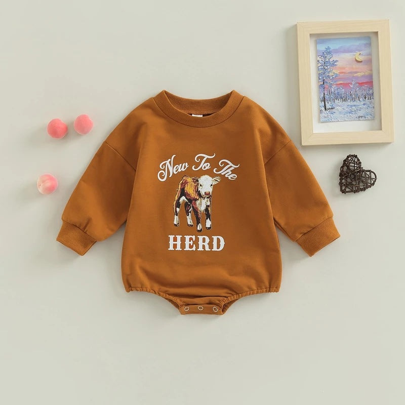 0-18m Autumn Boy Sweatshirt Jumpsuit Long Sleeve Farm Baby's Printed Jumpsuit