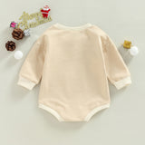 Santa Claus Head Print Long Sleeve Romper - Babbez