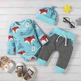 Cute Cartoon Animal Elephant Print Long Sleeve and Trouser Set for Bab