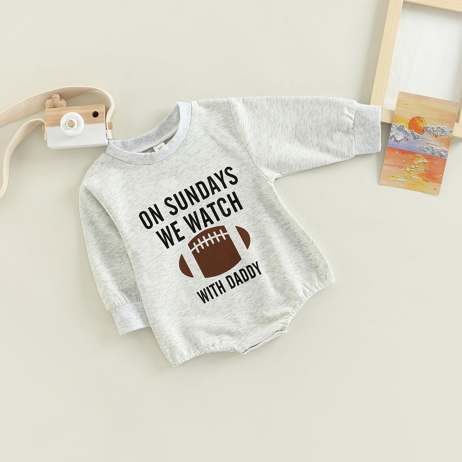 Adorable Baby Boys' Sweatshirt Romper with Cattle Letter Print for Fall/Winter