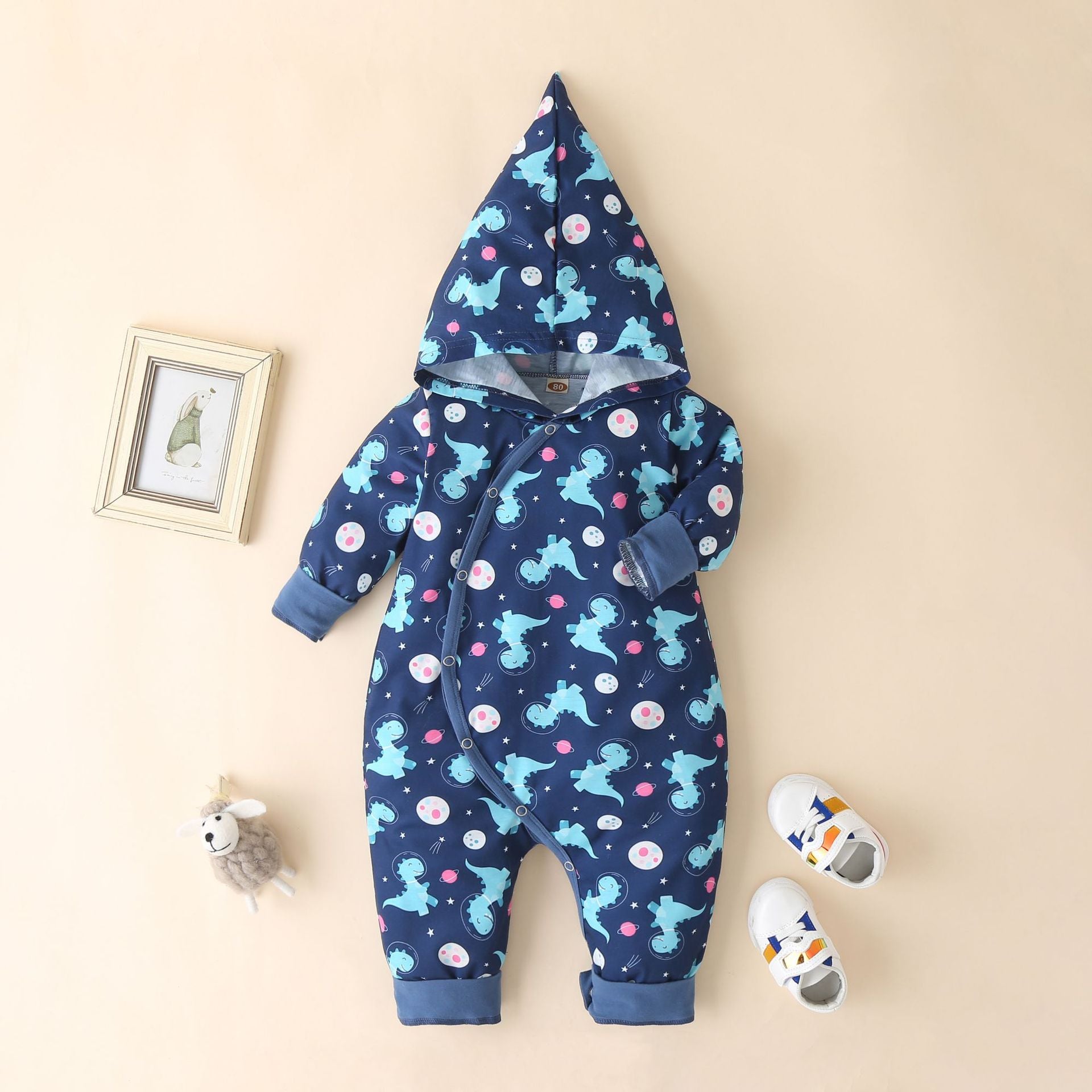 Stylish Cotton Baby Romper with Plaid Pattern and Concealed Buckle Closure