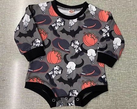 Baby Halloween Pumpkin Print Romper - BabbeZz