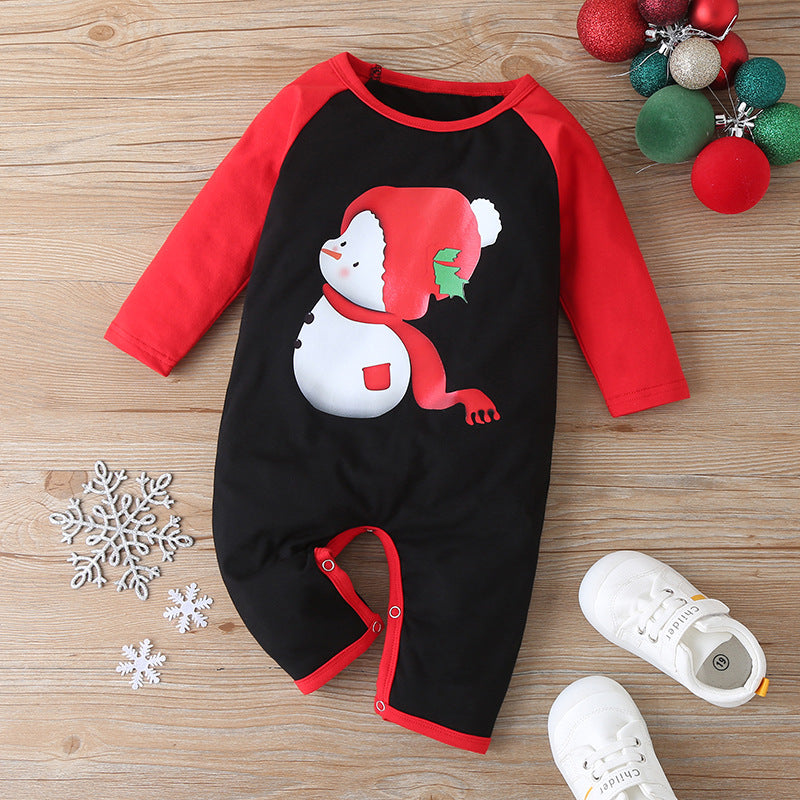 Adorable Cotton Baby Romper with Letter Santa Patchwork