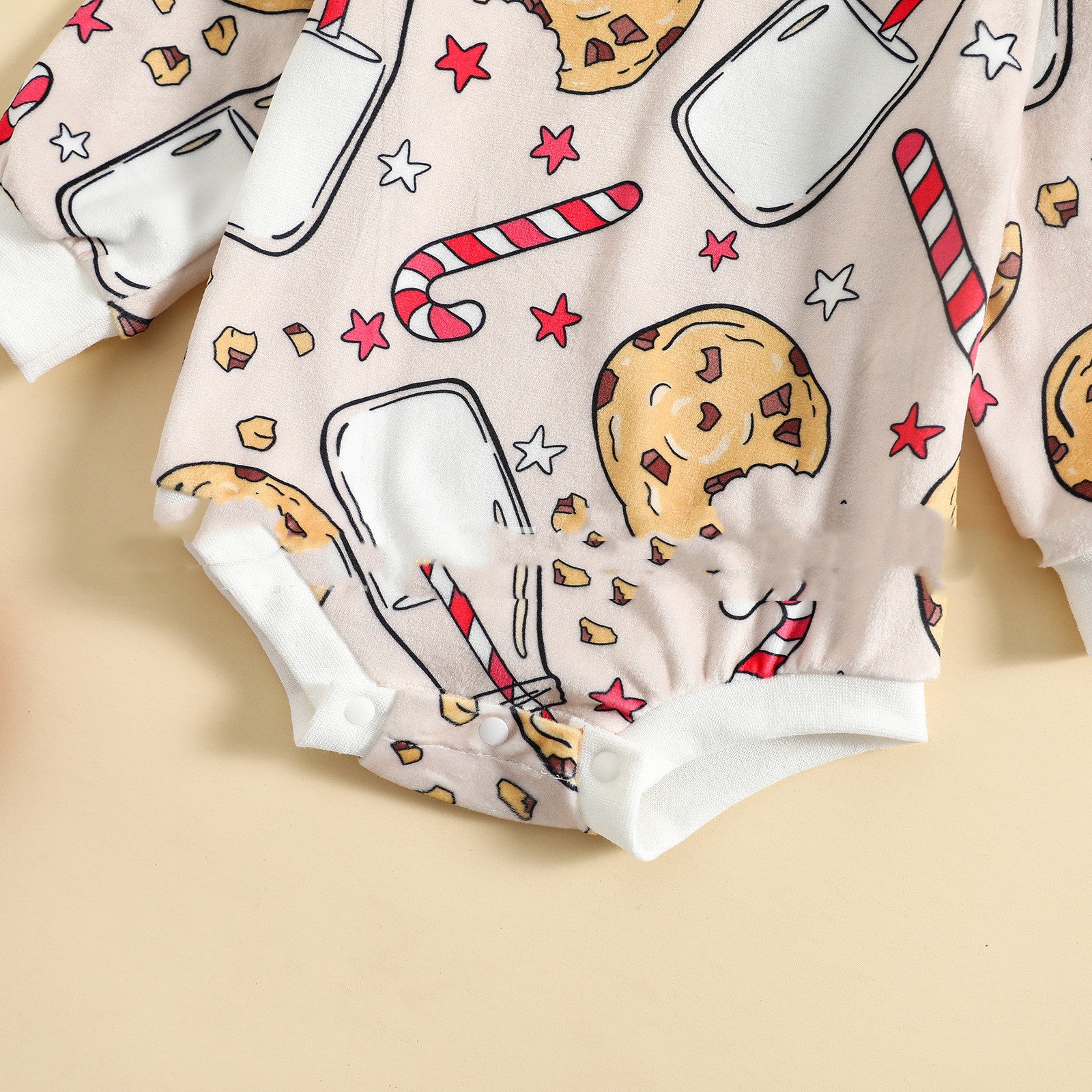 Baby Printed Cuffs Rib Long Sleeve Triangle Romper - Babbez