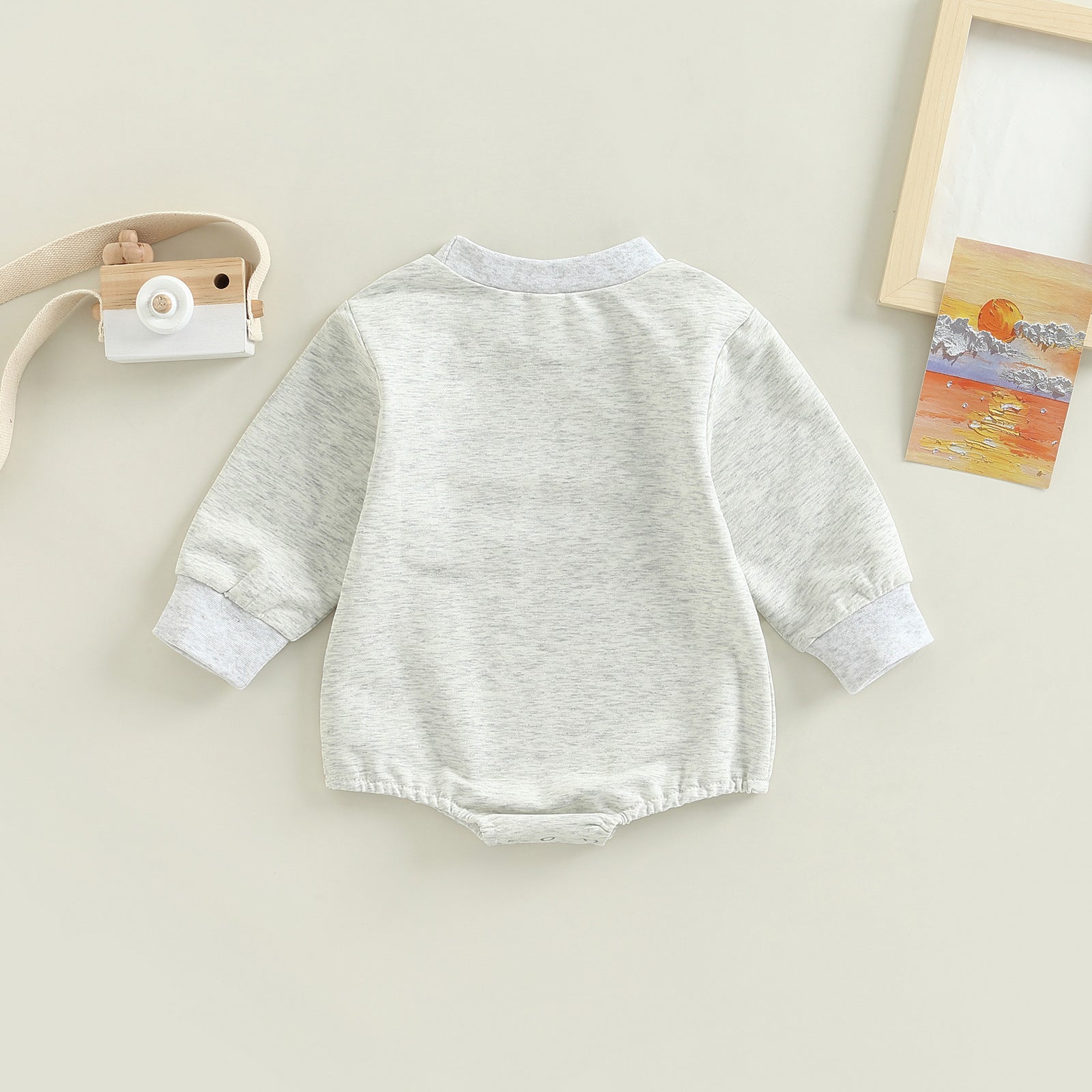 Adorable Baby Boys' Sweatshirt Romper with Cattle Letter Print for Fall/Winter