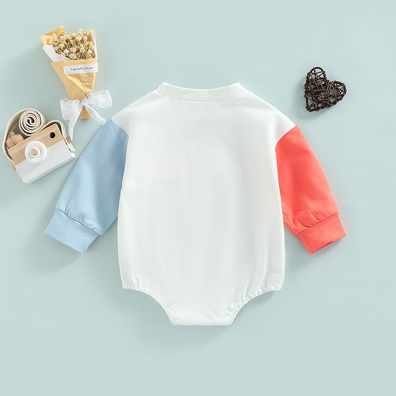 Keep Your Little One Stylish and Comfortable with Our Contrast Long Sleeve One-piece Romper