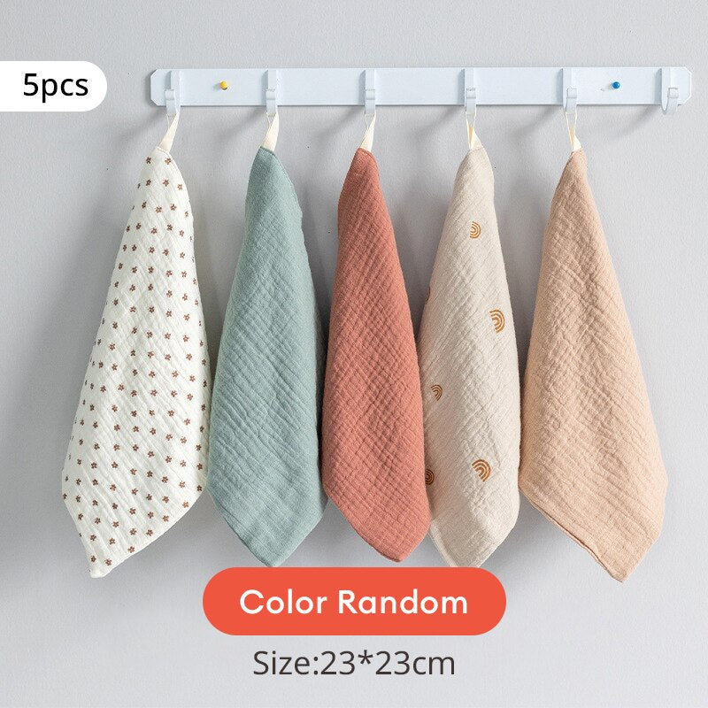 3/5Pcs Baby Square Towel Feeding - Babbez