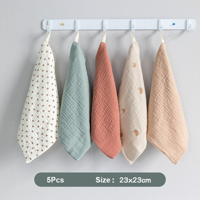 3/5Pcs Baby Square Towel Feeding - Babbez