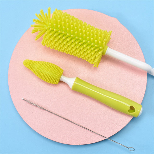 Baby Rubber Bottle Brush 3-Piece Set - Babbez